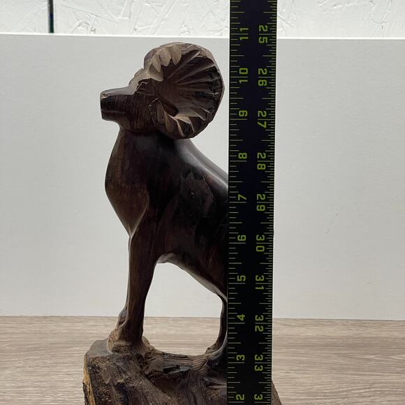Vintage Ironwood Bighorn Mountain Ram Sheep Hand Carved Statue Sculpture 11" - Picture 9 of 10